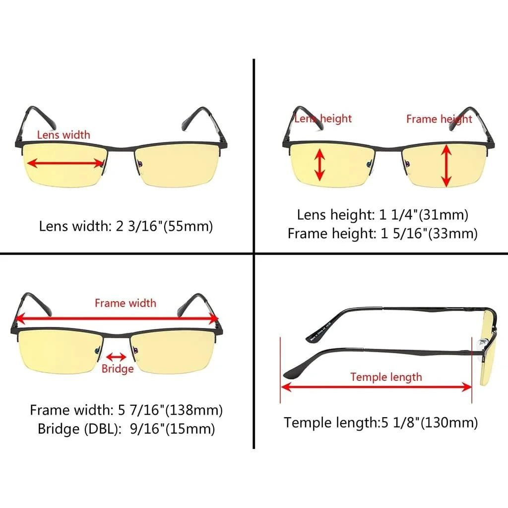 4 Pack Half-Rim Blue Light Blocking Reading Glasses TMCG1614