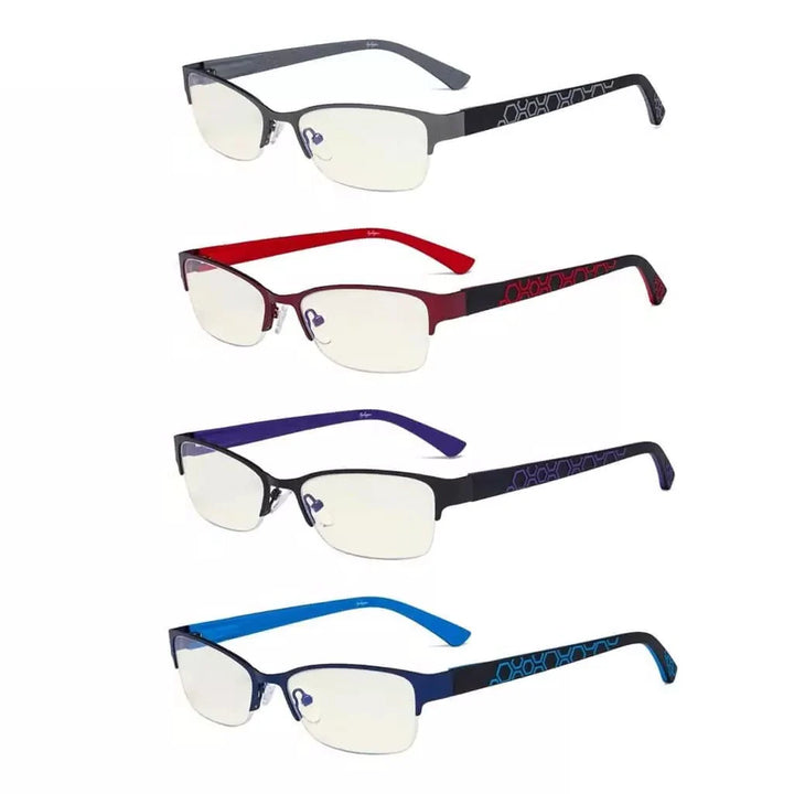 4 Pack Half-rim Blue Light Filter Eyeglasses UV17006