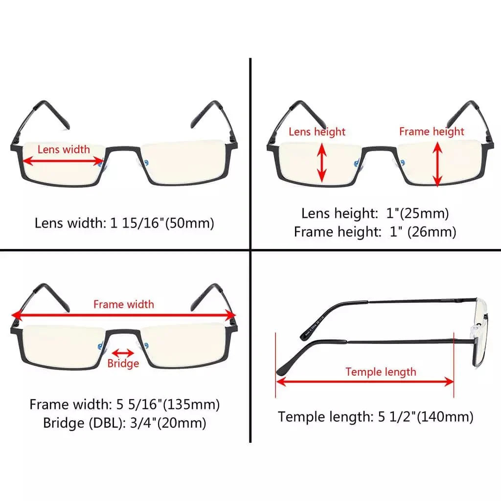 4 Pack Half-rim Blue Light Filter Readers UVR1613