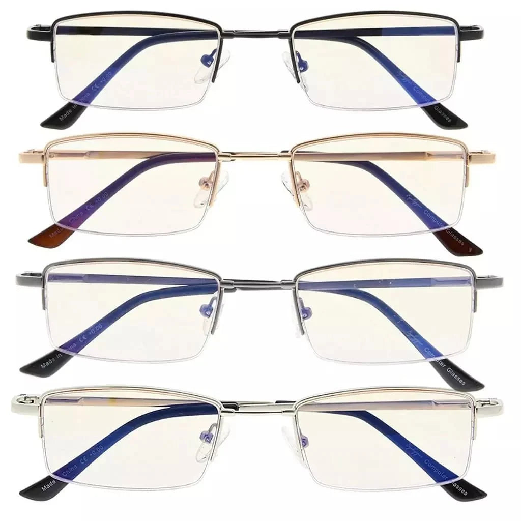 4 Pack Half-rim Elegant Metal Blue Light Filter Readers CG1708
