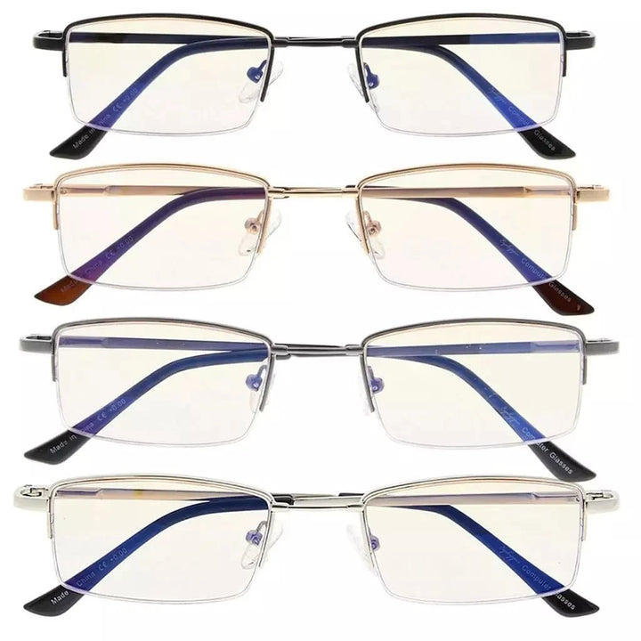 4 Pack Half-rim Elegant Metal Blue Light Filter Readers CG1708