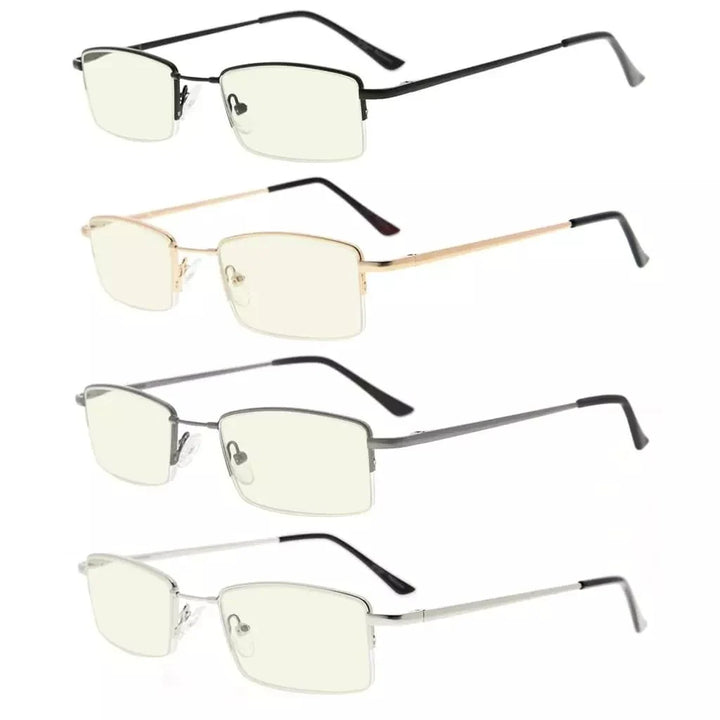 4 Pack Half-rim Elegant Metal Blue Light Filter Readers CG1708
