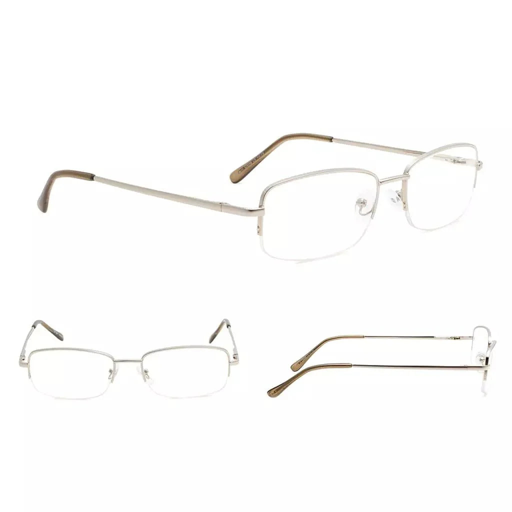 4 Pack Half-rim Metal Reading Glasses Include Sunglasses 3-R15015