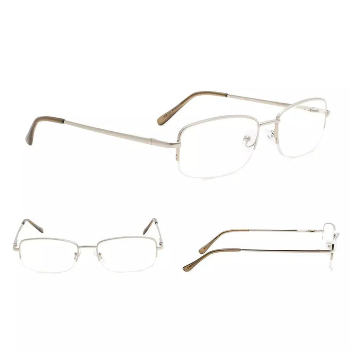 4 Pack Half-rim Metal Reading Glasses Include Sunglasses 3-R15015