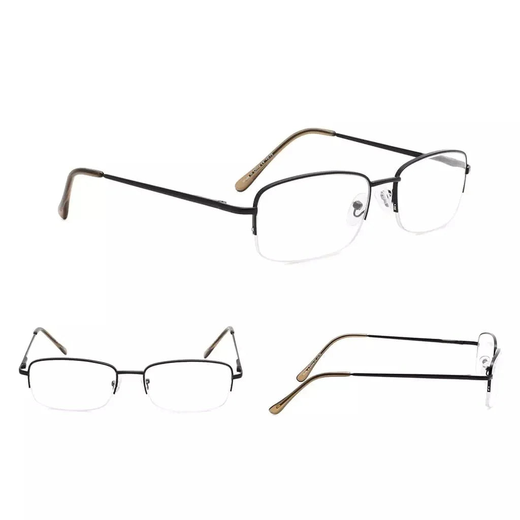 4 Pack Half-rim Metal Reading Glasses Include Sunglasses 3-R15015
