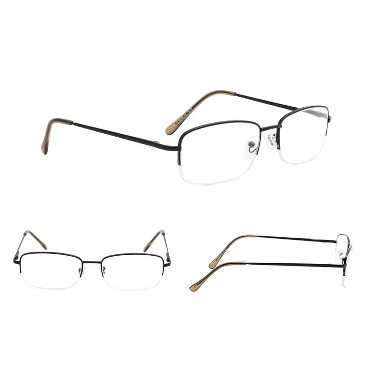 4 Pack Half-rim Metal Reading Glasses Include Sunglasses 3-R15015