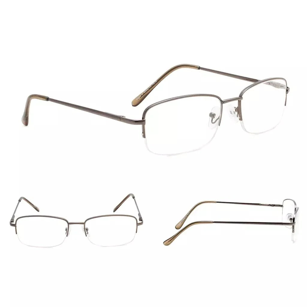 4 Pack Half-rim Metal Reading Glasses Include Sunglasses 3-R15015