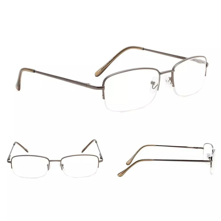 4 Pack Half-rim Metal Reading Glasses Include Sunglasses 3-R15015