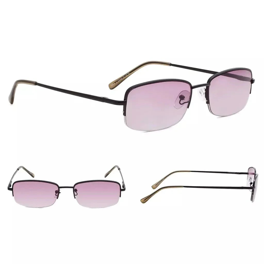 4 Pack Half-rim Metal Reading Glasses Include Sunglasses 3-R15015
