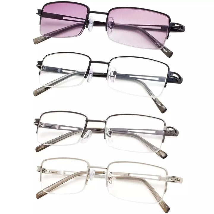 4 Pack Half-rim Metal Reading Glasses with Reading Sunglasses R15014