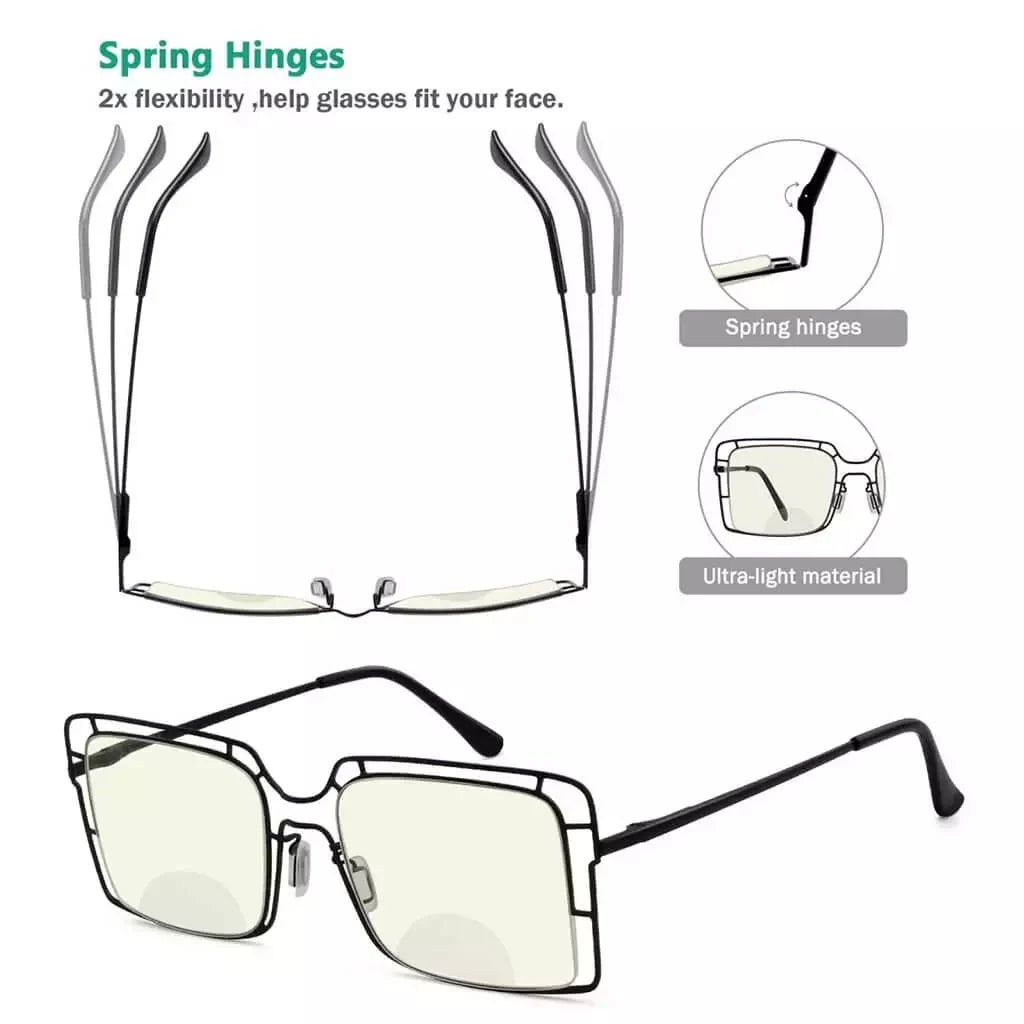 4 Pack Hollow Blue Light Filter Bifocal Readers BR2301UV
