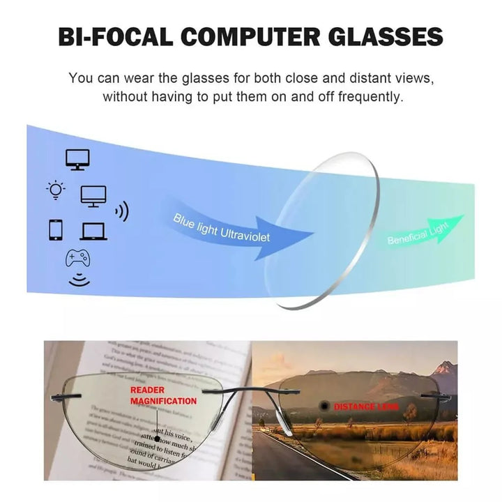 4 Pack Hollow Blue Light Filter Bifocal Readers BR2301UV