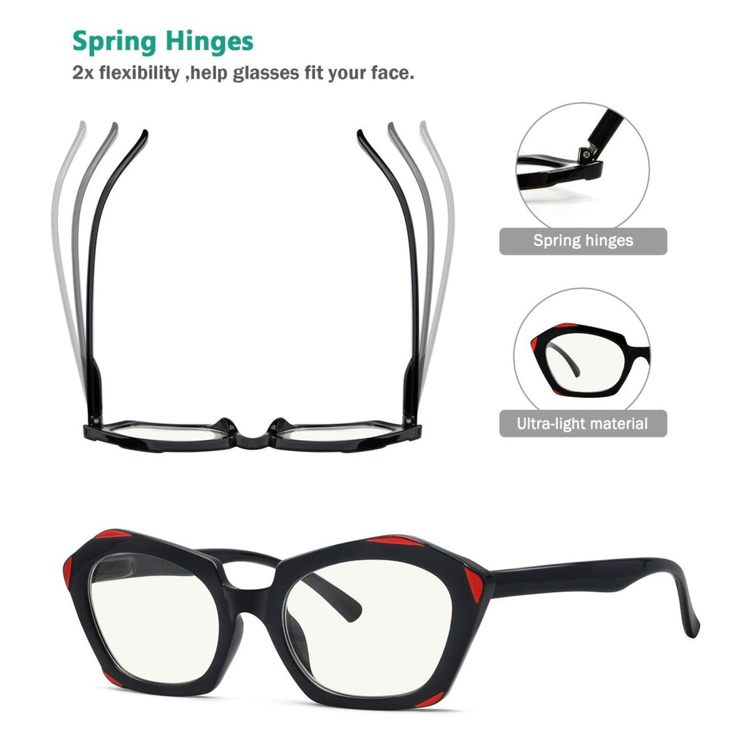 4 Pack Hexagon Progressive Multifocal Reading Glasses M2129