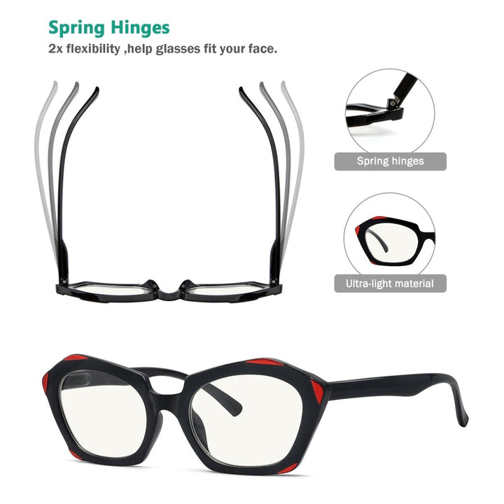 4 Pack Hexagon Progressive Multifocal Reading Glasses M2129