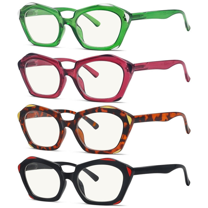 4 Pack Hexagon Progressive Multifocal Reading Glasses M2129
