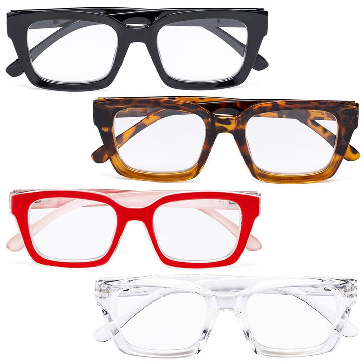 4 Pack Fashionable Reading Glasses Thicker Frame Readers R9106