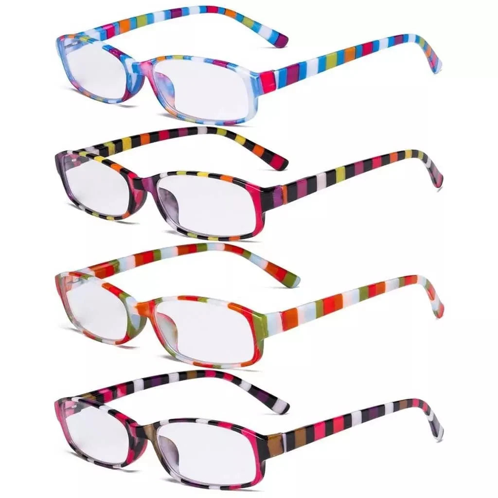 4 Pack Ladies Reading Glasses with Stripe Arms R908S