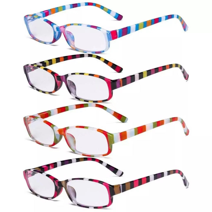 4 Pack Ladies Reading Glasses with Stripe Arms R908S