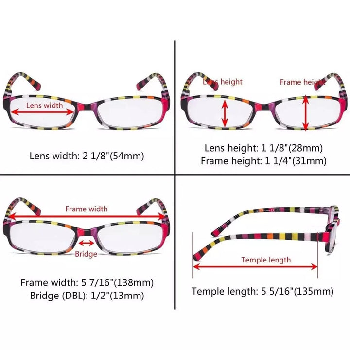 4 Pack Ladies Reading Glasses with Stripe Arms R908S