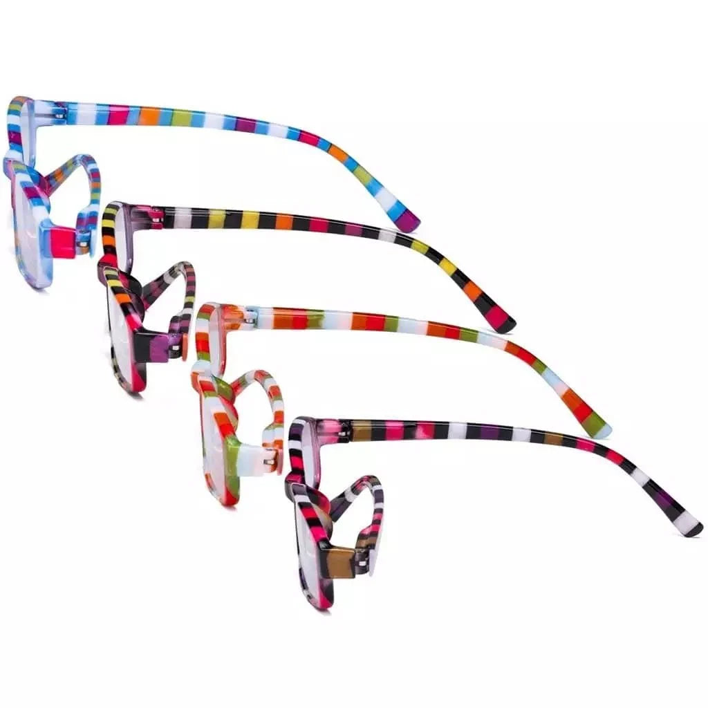 4 Pack Ladies Reading Glasses with Stripe Arms R908S