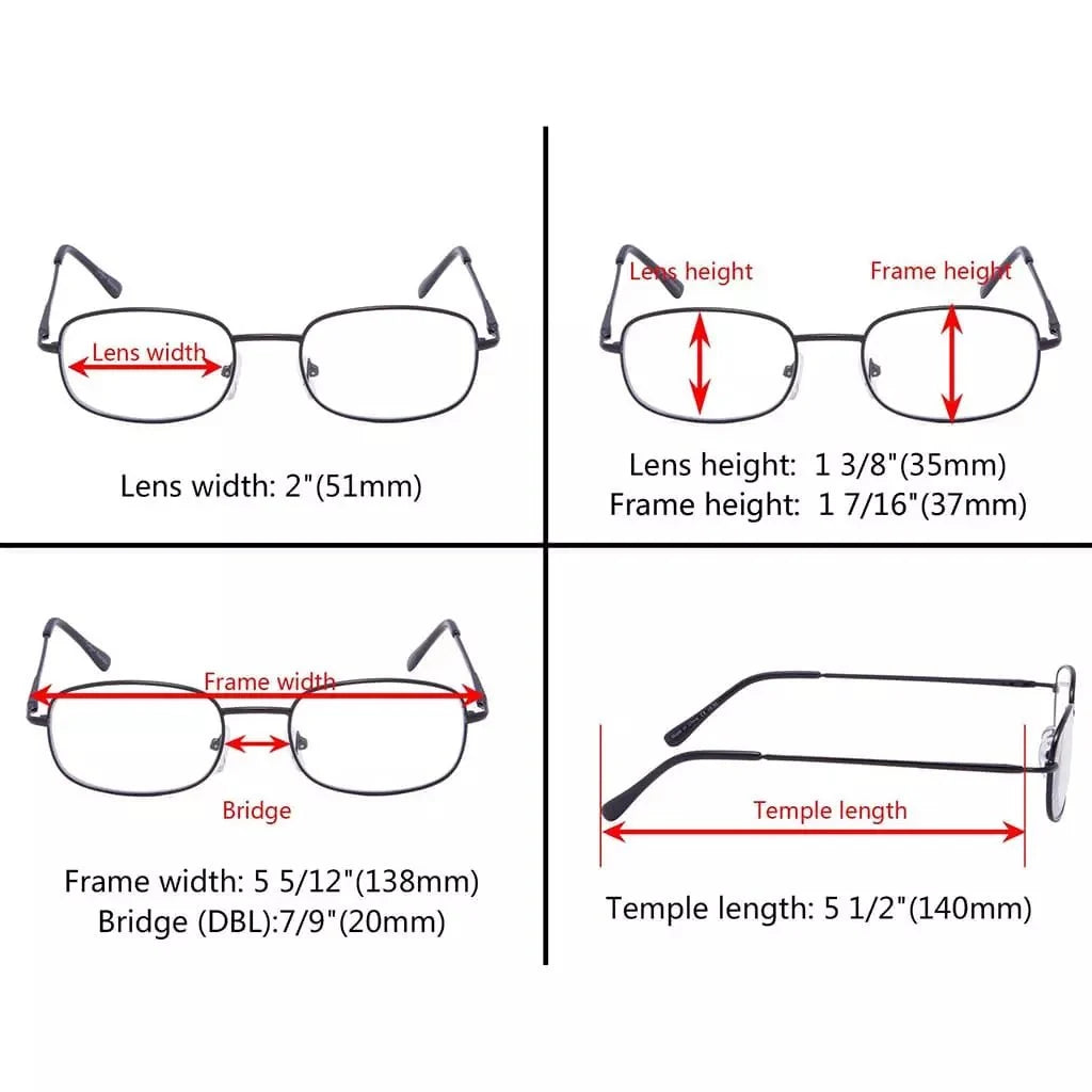 4 Pack Lightweight Metal Frame Reading Glasses R3232