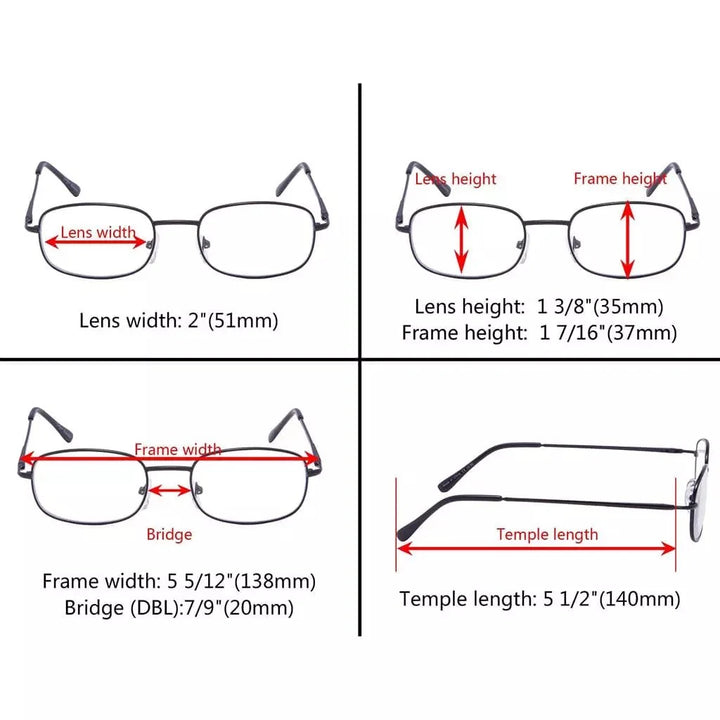 4 Pack Lightweight Metal Frame Reading Glasses R3232