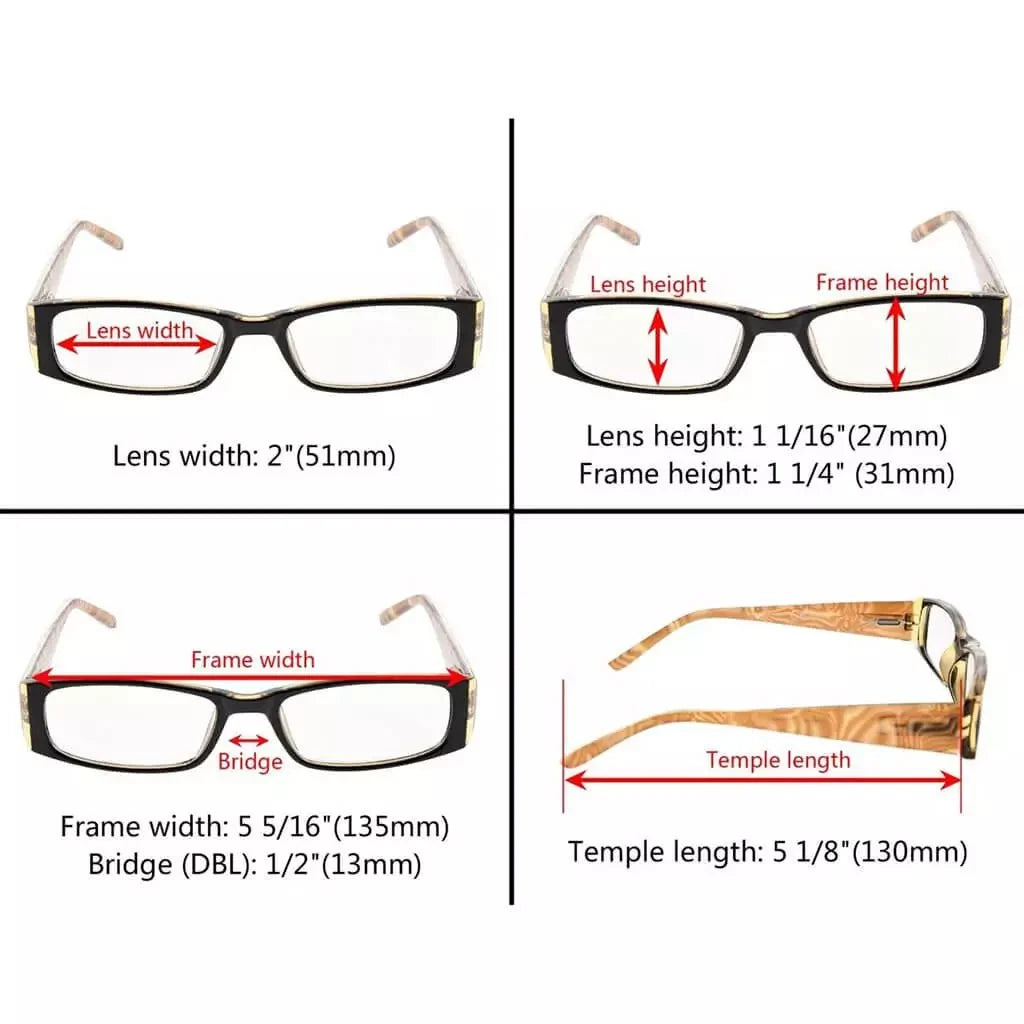 4 Pack Marble Pattern Arms Reading Glasses R006-C6-C9