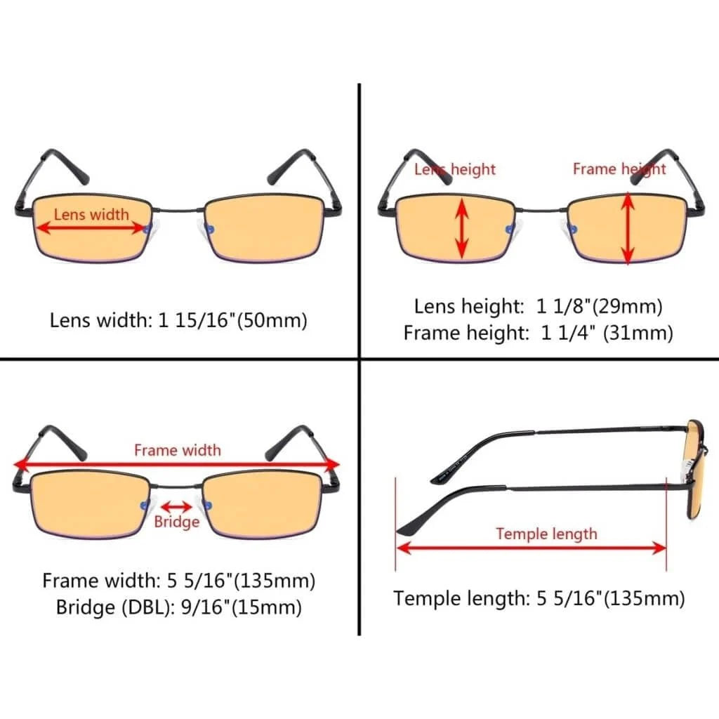 4 Pack Metal Blue Light Blocking Reading Glasses HP1709