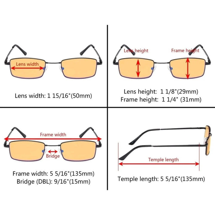 4 Pack Metal Blue Light Blocking Reading Glasses HP1709