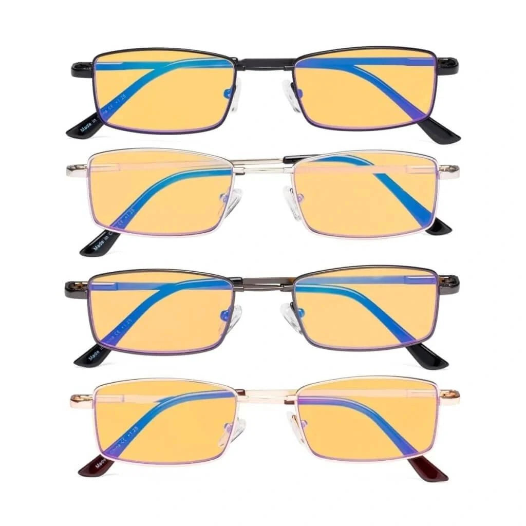 4 Pack Metal Blue Light Blocking Reading Glasses HP1709