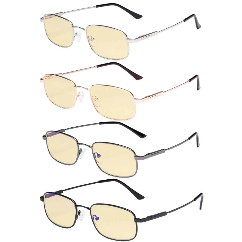 4 Pack Metal Blue Light Blocking Reading Glasses TMCG1703
