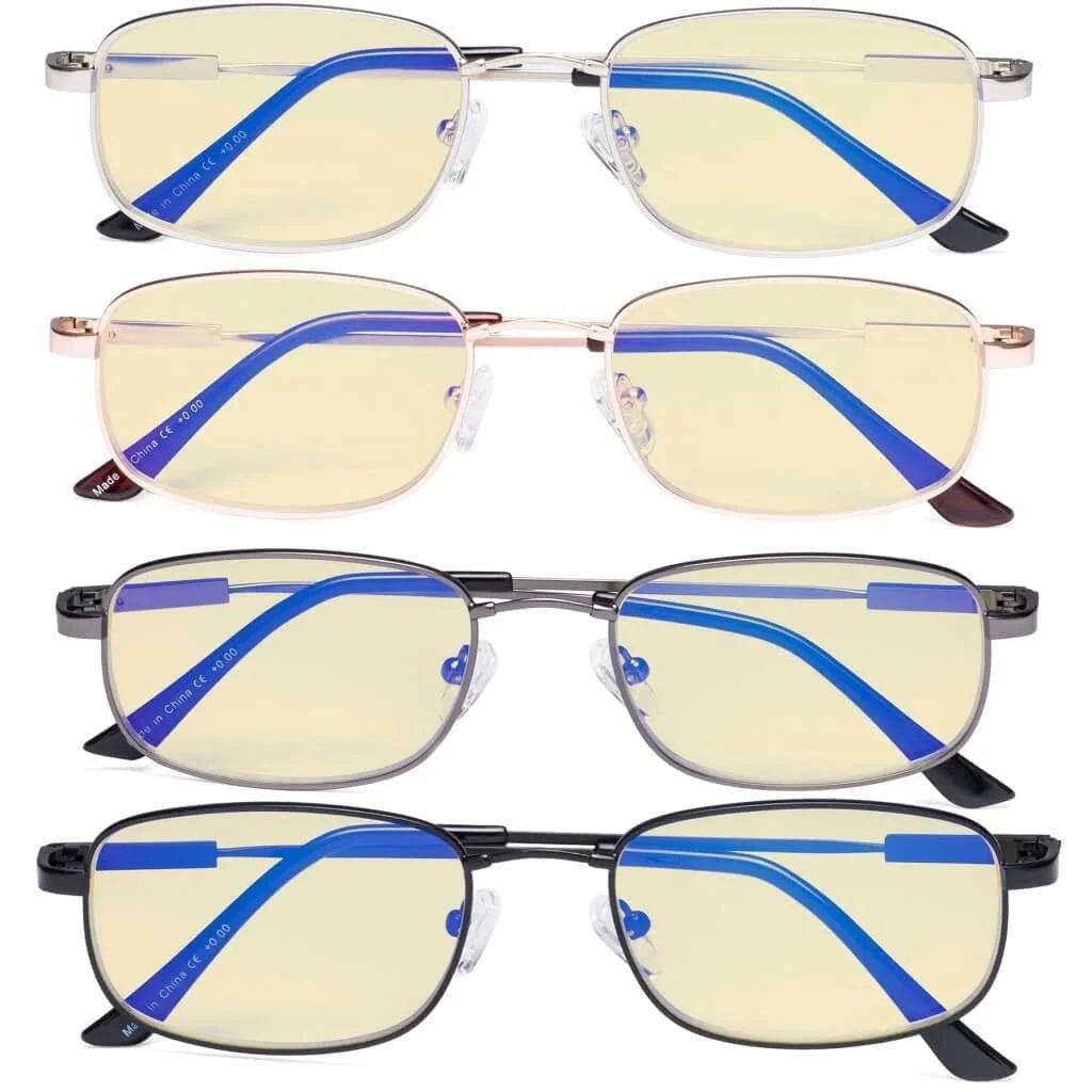 4 Pack Metal Blue Light Blocking Reading Glasses TMCG1703