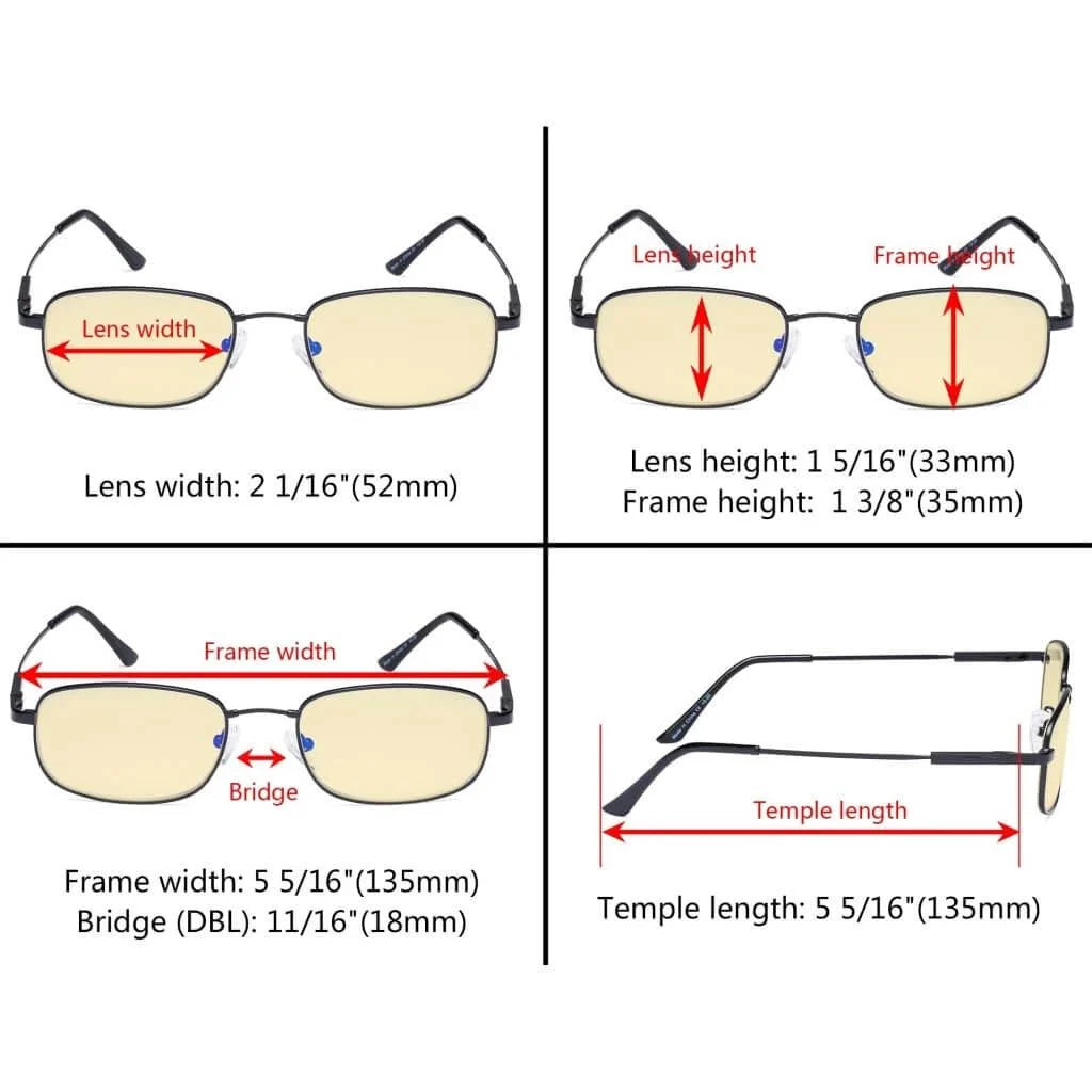 4 Pack Metal Blue Light Blocking Reading Glasses TMCG1703