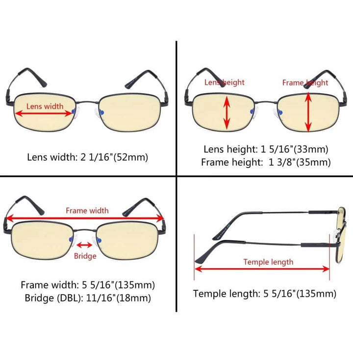 4 Pack Metal Blue Light Blocking Reading Glasses TMCG1703
