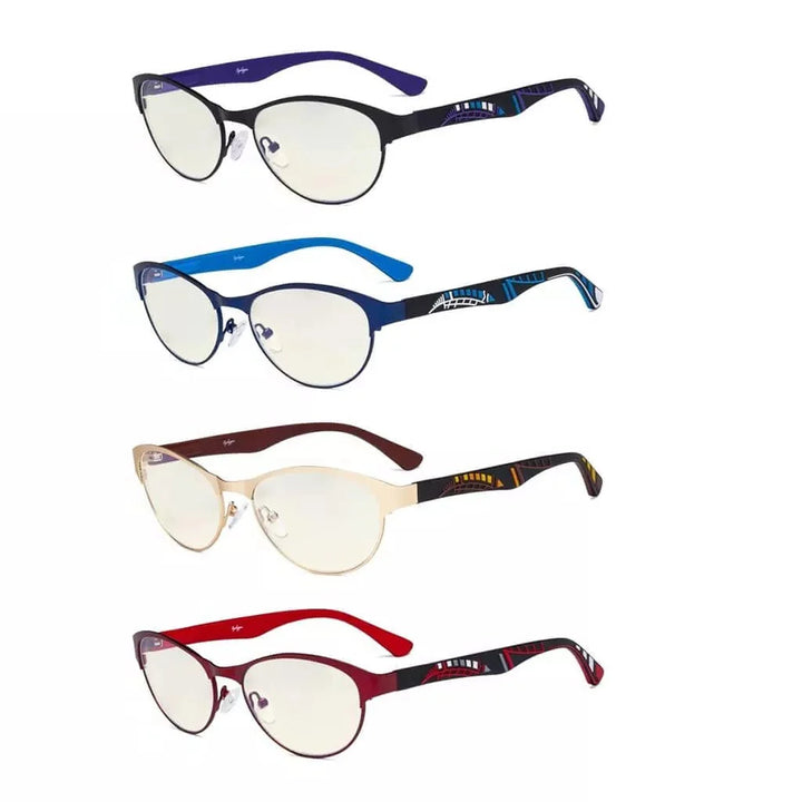 4 Pack Metal Frame Blue Light Filter Eyeglasses UV17004