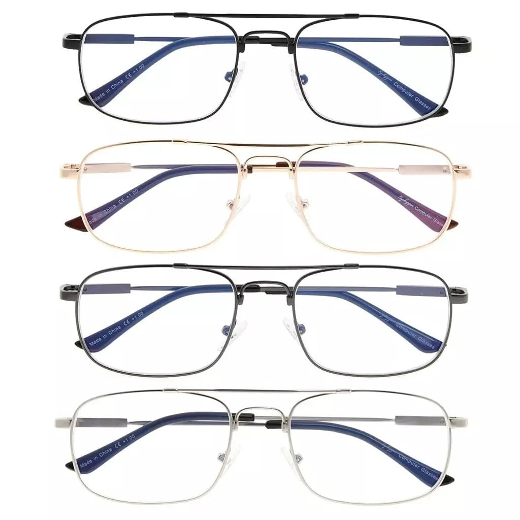 4 Pack Metal Frame Blue Light Filter Reading Glasses CG1705