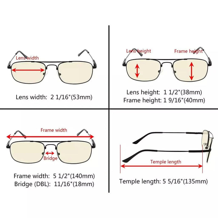 4 Pack Metal Frame Blue Light Filter Reading Glasses CG1705