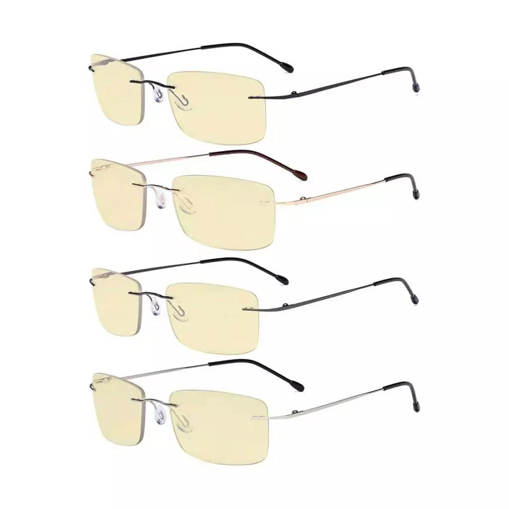4 Pack Metal Rimless Blue Light Blocking Readers TMWK9