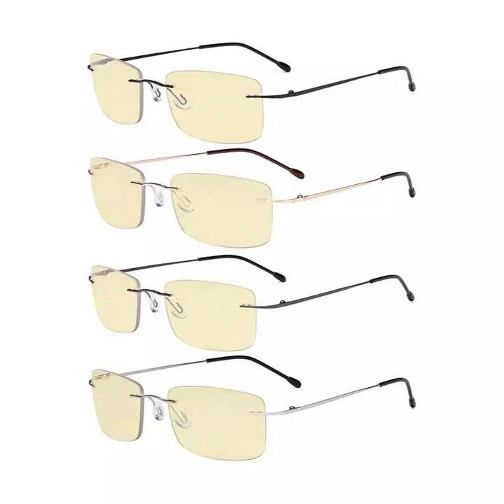 4 Pack Metal Rimless Blue Light Blocking Readers TMWK9