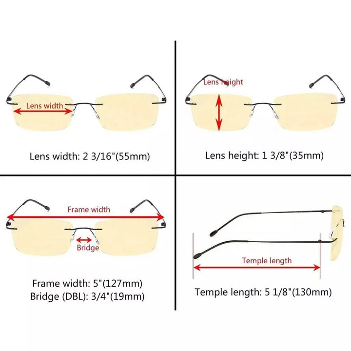 4 Pack Metal Rimless Blue Light Blocking Readers TMWK9