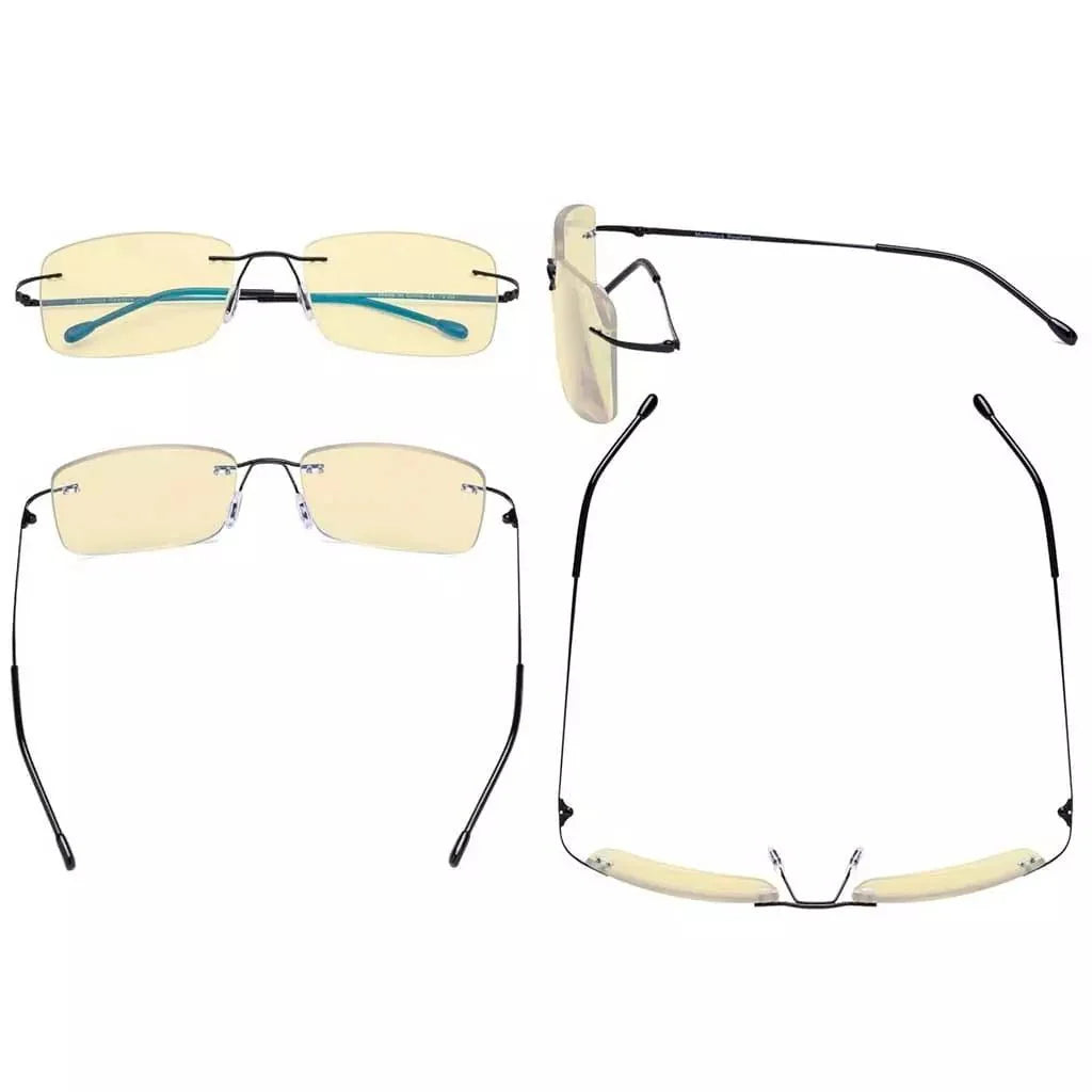 4 Pack Metal Rimless Blue Light Blocking Readers TMWK9
