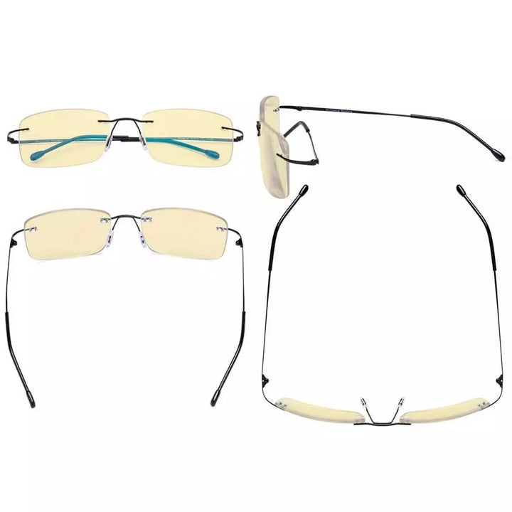 4 Pack Metal Rimless Blue Light Blocking Readers TMWK9
