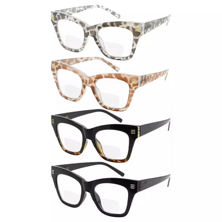 4 Pack Modern Bifocal Reading Glasses Thick Frame Readers BR2111