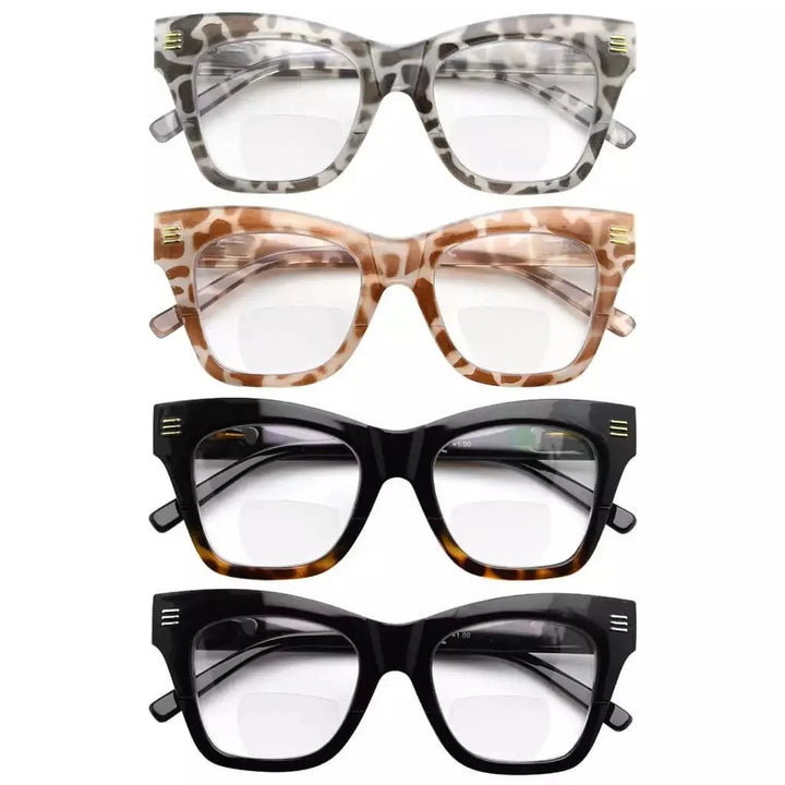 4 Pack Modern Bifocal Reading Glasses Thick Frame Readers BR2111