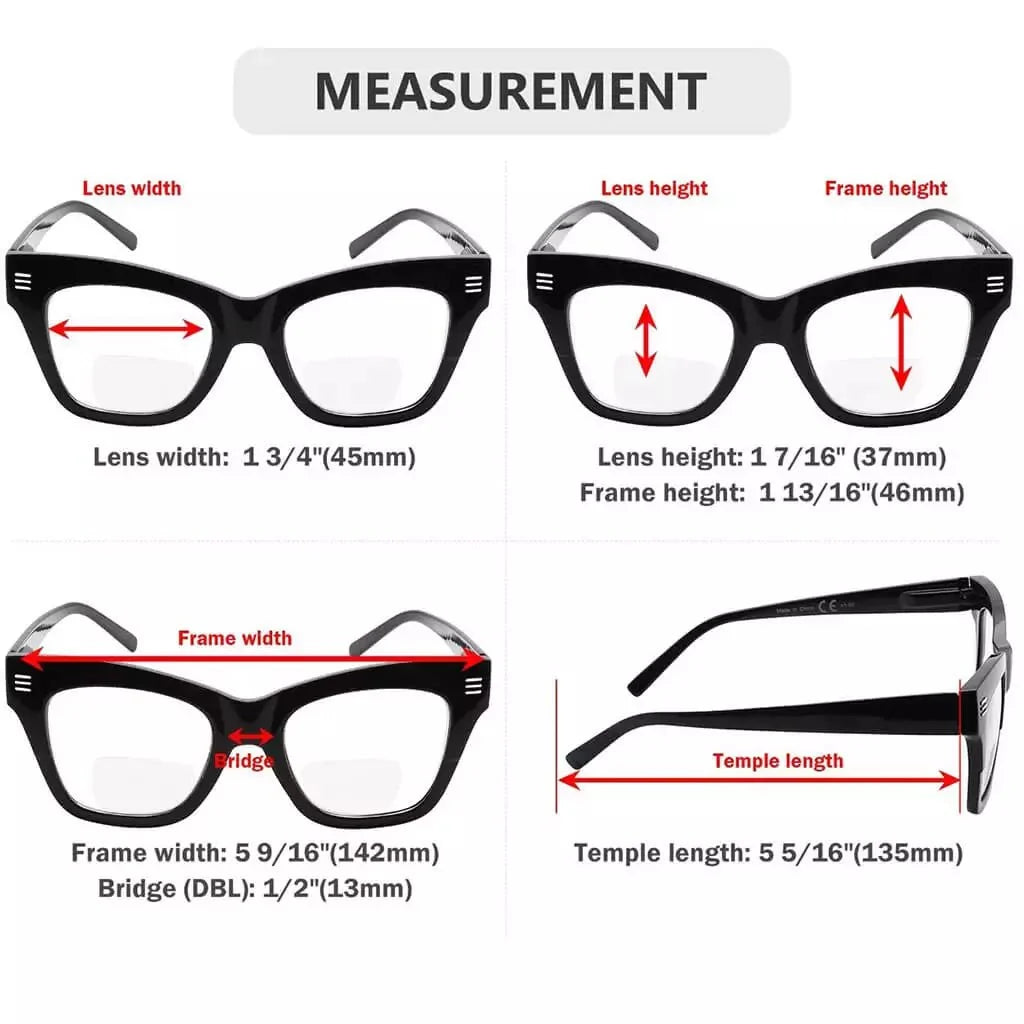 4 Pack Modern Bifocal Reading Glasses Thick Frame Readers BR2111