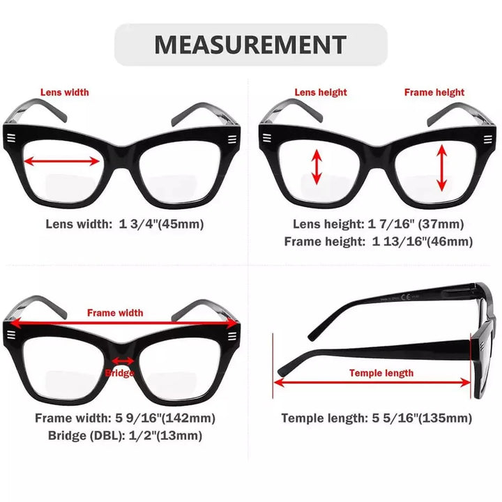 4 Pack Modern Bifocal Reading Glasses Thick Frame Readers BR2111