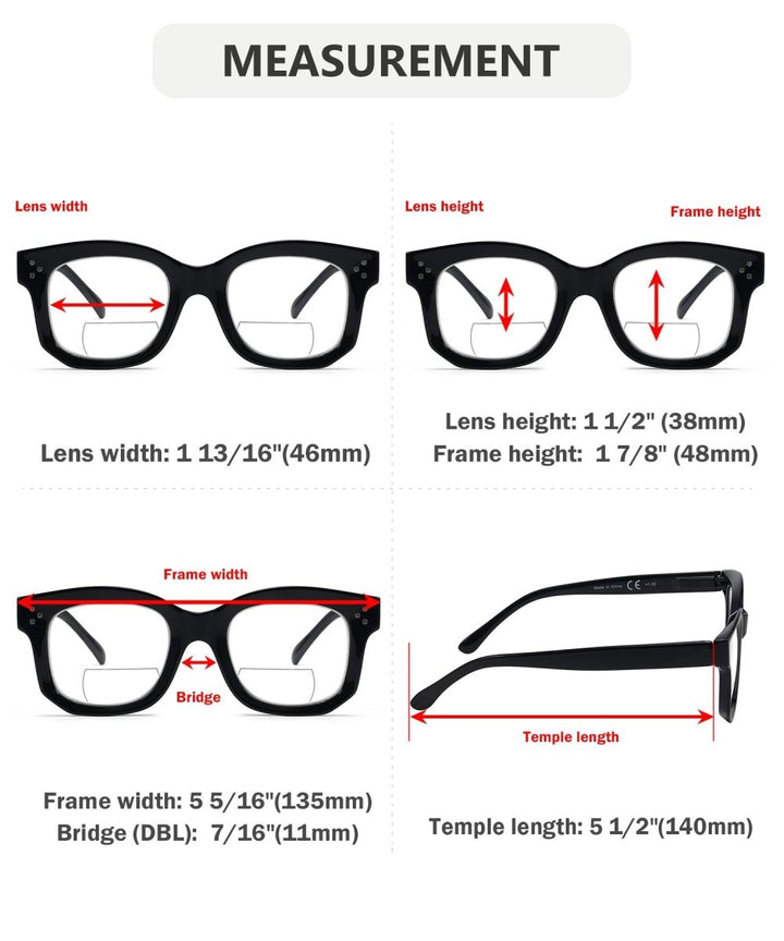 4 Pack Modern Thicker Frame Bifocal Reading Glasses BR2002