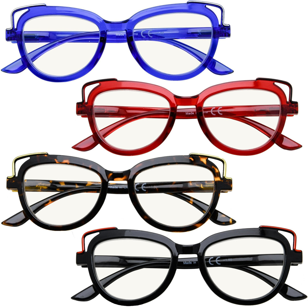 4 Pack Cat Eye Progressives Multifocal Reading Glasses