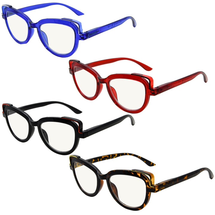 4 Pack Cat Eye Progressives Multifocal Reading Glasses