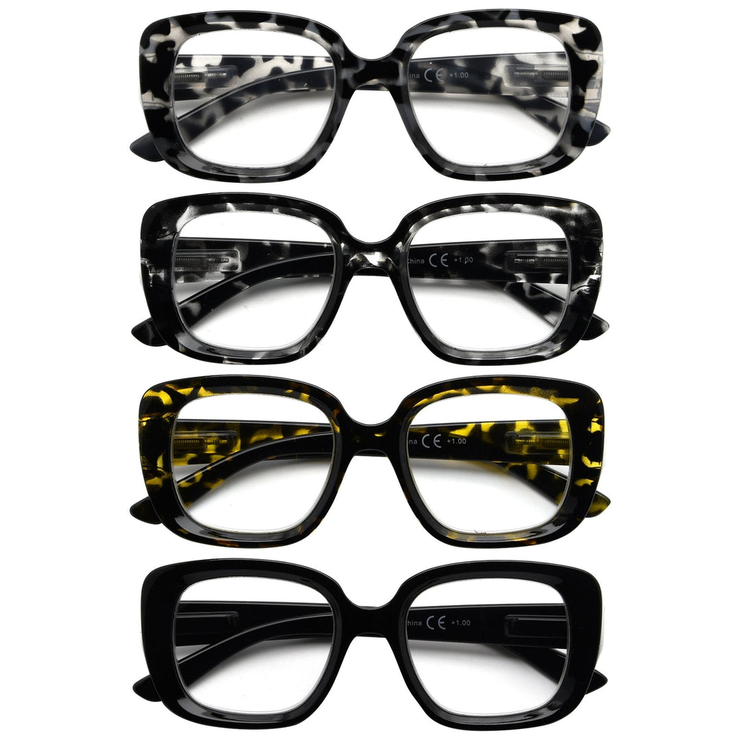 4 Pack Classic Thicker Frame Reading Glasses R2035